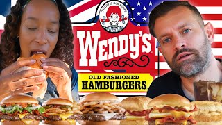 Brits Try Wendys For The First Time In The USA [upl. by Rednal]