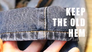 How to Hem Jeans Using the OriginalExisting Hem  Looks Like They Havent Been Altered [upl. by Ellimak]