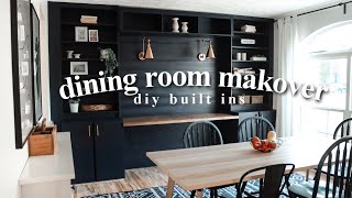 EXTREME DINING ROOM MAKEOVER  DIY Built Ins  Desk [upl. by Mushro]