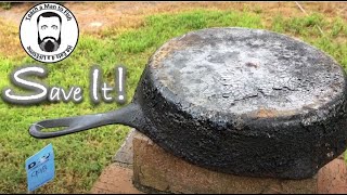 🔵 THRIFT STORE SCORE How to restore a Cast Iron Skillet  Teach a Man to Fish [upl. by Llyrehc]