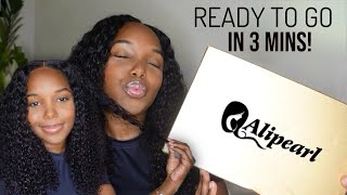 READY TO GO CURLY WIG IN 3 MINS SUPER QUICK amp EASY INSTALL  PRE BLEACHEDampPLUCKED  ALIPEARL HAIR [upl. by Piero129]