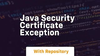 java security certificate exception [upl. by Kcired]