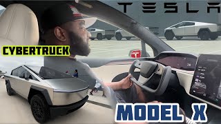 Tesla CYBERTRUCK First Reactions  MODEL X Test Drive [upl. by Gwenneth]