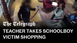 Jailed teacher caught on CCTV buying Gucci belt for schoolboy victim [upl. by Ibocaj738]