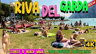 NEW Riva del Garda Walking Tour 2024  Panoramic Views Beach Walk  Lake Garda  Italy 4K60fps [upl. by Nuhs]