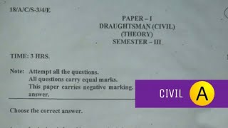 Draughtsman Civil previous question paper NCVT ITI MIS Third semester [upl. by Allimac]