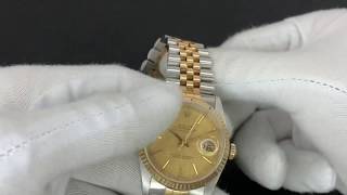 Rolex 16233 Datejust Champagne Linen Dial TwoTone 1988 [upl. by Aliuqaj]