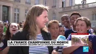 MONDIAL2018 Les Bleus champions du monde  1000 jeunes de clubs de foot à lÉlysée [upl. by Atirac]