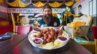 ATTEMPTING THE MEATBALL CHALLENGE AT SWEDENS FAMOUS FOOD CHALLENGE RESTAURANT  BeardMeatsFood [upl. by Nimar]