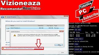 Rezolvare Eroare Instalare Windows Convert MBR to GPT Comenzi CMD [upl. by Laaspere]