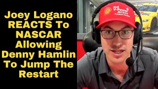 Joey Logano REACTS To NASCAR Letting Denny Hamlin Jump The Final Restart At Richmond [upl. by Ynnaej837]