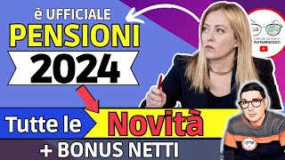 ✅ PENSIONI ➜ TUTTE LE NOVITÀ UFFICIALI 2024 ❗️ IMPORTI 260€ RIVALUTAZIONE TAGLI AUMENTI NETTI QUOTE [upl. by Daffy]