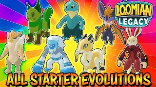 All Starter Evolutions in Loomian Legacy Roblox  Moves Stats Training and Looks [upl. by Adanama]