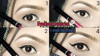 Eyeliner tutorial for beginners eyeliner lagane ka tarika  stepbystep  Makeover with Warda [upl. by Eltsirc]