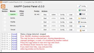 حل مشكلة mysql لا يعمل في برنامج xampp [upl. by Ahsilra]