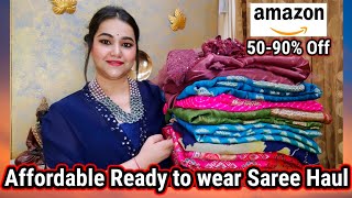 Amazon 80off Zari work Ready to wear Saree haul  Affordable saree haul  Pooja choyal [upl. by Akemeuwkuhc]