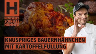 Schnelles Knuspriges Bauernhähnchen mit Kartoffelfüllung Rezept von Steffen Henssler [upl. by Acire134]