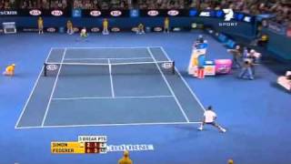 2011 Australian Open R2 Simon vs Federer Highlights Pt 1 [upl. by Nevear]