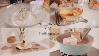 Kegiatan IRT Membuat fluffy pancake  japanese pancake  vlog baking [upl. by Malda]