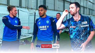 Luke Humphries gives darts MASTERCLASS to Leeds United players ⚽🎯 [upl. by Notyalk]