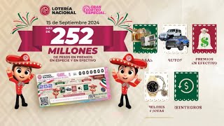 Gran Sorteo de Lotería Nacional 15 de septiembre ¡GANAN TODOS [upl. by Atrice]