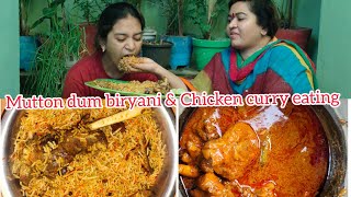 Mutton dum biryani amp chicken curry eating  Cherry sathakshi [upl. by Willamina107]