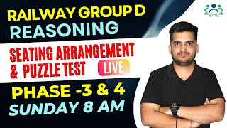 RRC GROUP D REASONING SEATING ARRANGEMENT amp PUZZLE BY DEEPAK SIR  PHASE 3 amp 4  अति संभावित प्रश्न [upl. by Balliol]