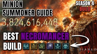 THE BEST BUILD FOR SEASON 4 Minion Summoner Necromancer Build Guide  Diablo 4 [upl. by Barnebas]