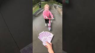 i changed her life😇 funny scooter skatepark comedy fun skate happy money cash [upl. by Einrae]