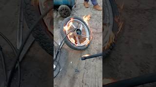 Amazing motorcycle tubeless tire beads settings with fire FAILS😲😲😲🔥🔥🔥trendingshortsnewyear2024 [upl. by Eiramik]