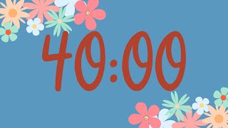 40 Minute Cute Spring Flower Classroom Timer No Music Fun Synth Alarm at End [upl. by Tahmosh131]