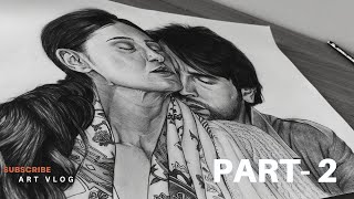 DRAWING REALISTIC HAIR  Nargis Fakhri CHARCOAL MED PART 2 [upl. by Hough623]