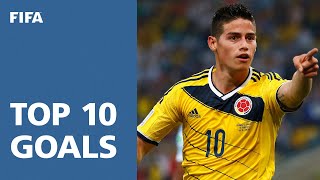 TOP 10 GOALS  2014 FIFA World Cup Brazil [upl. by Lusty]