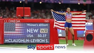 Sydney McLaughlinLevrone wins gold in the womens 400m hurdles with a world record time of 5037 [upl. by Mathur635]