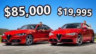 2024 Alfa Romeo Giulia Quadrifoglio vs The Cheapest Giulia You Can Buy [upl. by Cullie447]