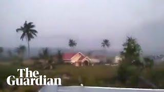 Footage shows Indonesian earthquake causing soil liquefaction [upl. by Kalindi]