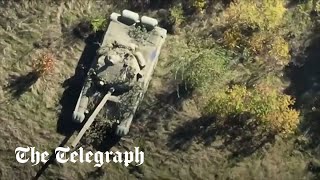 Decoy Russian tank inflatables spotted by Ukrainian drone [upl. by Alegnaed]