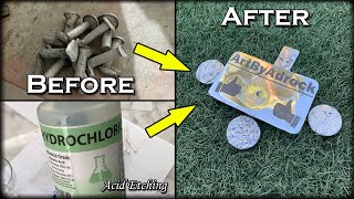 Etching Aluminum With HYDROCHLORIC ACID  Easy Acid Etching Process amp Metal Casting At Home [upl. by Anivek]