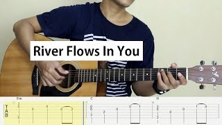 Fingerstyle Guitar  River Flows In You Yiruma  TAB Tutorial [upl. by Shirah]