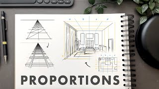 EASY Technique to draw with the RIGHT PROPORTION in PERSPECTIVE  Art amp Architecture [upl. by Chema26]