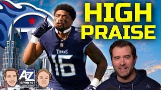 Treylon Burks catches HUGE praise from Brian Callahan amp new Titans wide receiver coach Tyke Tolbert [upl. by Enenaj]