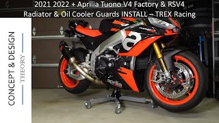 2021 2022 2023 2024 Aprilia Tuono RSV4 Radiator and Oil Cooler Guards Install DIY TREX Racing [upl. by Romonda753]