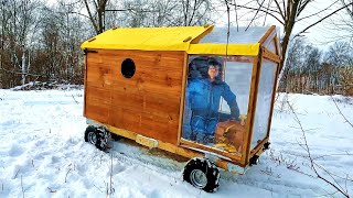 UPGRADING The Drivable Camper  Full Cabin Build  Snowy Overnight Adventure [upl. by Griffith]