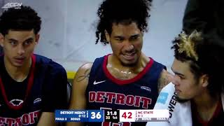 Technical foul on Detroit Mercys Tyree Davis for yelling at North Carolina State player [upl. by Auqenwahs]