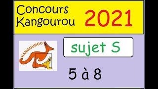 Concours Kangourou 2021 sujet S1ère et Term spé math questions 5 à 8 [upl. by Alleynad253]