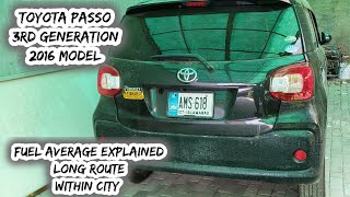 Toyota Passo 3rd Generation Fuel Average In Pakistan  Passo 2016 Petrol Consumption [upl. by Ahtela698]