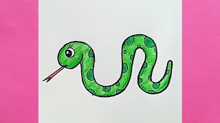 How to Draw A SNAKE Step by Step for kids 🐍  Easy drawing tutorial [upl. by Nellie]