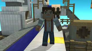 Never do this in Sky City  Minecraft Story Mode Modded [upl. by Aihsiek]