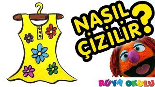 Elbise Nasıl Çizilir  Çiçekli Elbise  👗  Çocuklar İçin Resim Çizme  RÜYA OKULU [upl. by Halilak]