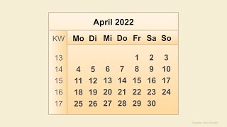 Kalender April 2022 [upl. by Audrit661]